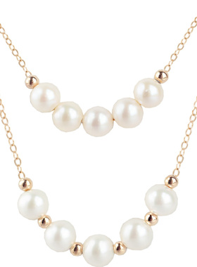 极光白透粉蓝银灰珍珠纯银项链