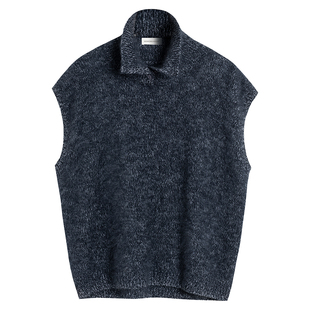 322WORKHOUSE纯羊毛高领长毛毛衣背心女2025新款秋冬针织马甲Q841