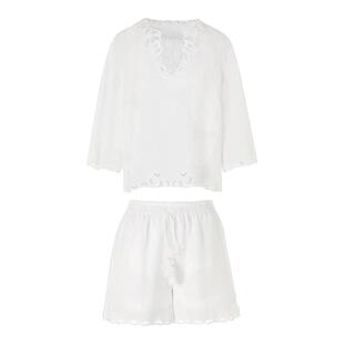 【漾25系列】朗姿白色度假女上衣设计感2025年夏季新款衬衫/裤子