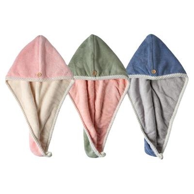 新款加厚双层珊瑚绒干发帽柔软强吸水不掉毛速干头巾包头干发巾