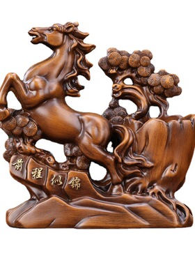 中式马笔筒前程似锦送礼摆件
