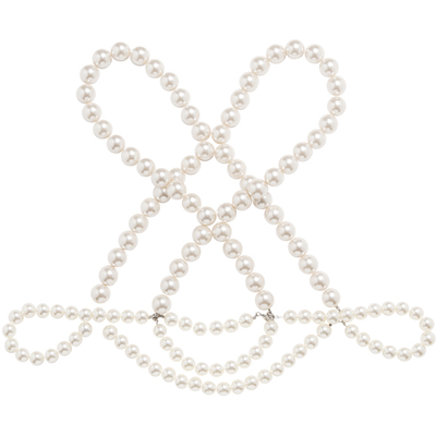 设计感白色手工串珠配饰背带链