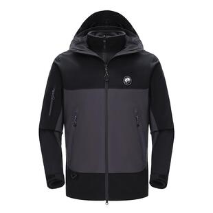 骆驼熊猫黑色冲锋衣男款三合一外套秋冬加厚户外防风徒步登山服女