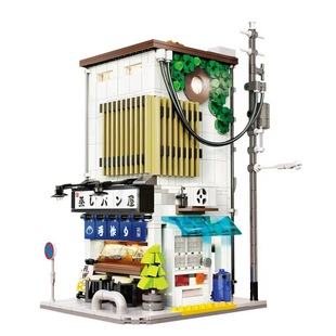 双鹰日式包子屋樱花树屋系列建筑街景模型拼装积木益智玩具C66006