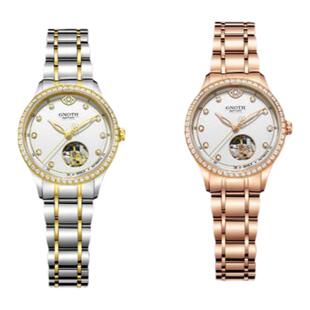 热卖格诺手表女士镂空全自动机械表时尚腕表简约大气真钻女表8113