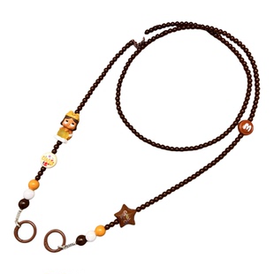 DIY礼物泡泡玛特点亮哭娃萌粒斜跨手机链长挂绳串珠可背脖紫挂件