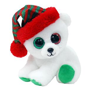 正版ty毛绒公仔可爱北极熊圣诞老人玩具麋鹿雪娃娃女孩圣诞节礼物