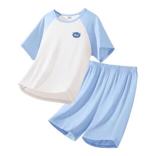 红豆童装儿童睡衣男孩夏季薄款纯棉短袖空调服男童家居服套装全棉