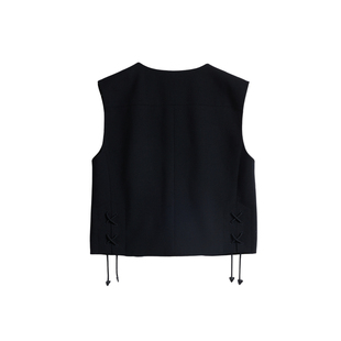 【典雅自持】现代风无袖马夹女26春新品宽松显瘦V领叠穿背心外搭