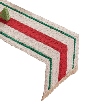 圣诞桌旗新年喜庆红绿餐桌装饰