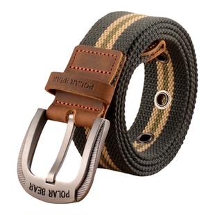 北极熊帆布腰带男女士通用皮带针扣尼龙裤腰带百搭户外运动休闲潮