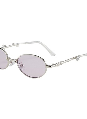 MELIYA小框椭圆形折叠浅色太阳眼镜女简约高级感紫色遮阳y2k墨镜