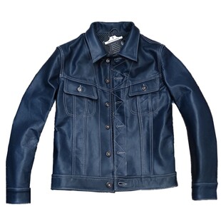 日版101风暴骑士牛仔油润头层牛皮真皮衣男显高显瘦