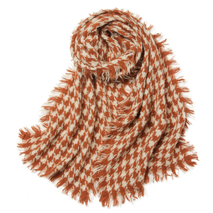 意大利设计师时尚奢华阿拉善100%山羊绒女士小香风千鸟格羊绒围巾