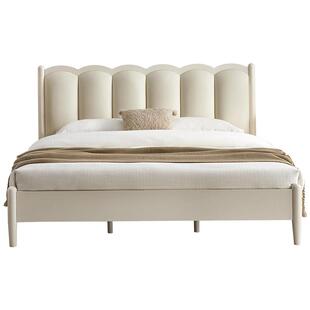 全友家居科技皮软包单人床法式奶油风涟漪床1米5次卧室高箱储物床