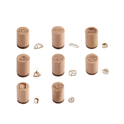 小小面包图案木制手帐diy印章