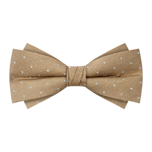 订婚男士领结复古香槟金波点新郎结婚高档伴郎西装蝴蝶结宴会婚礼