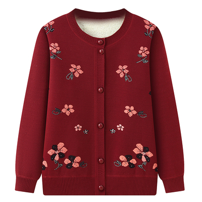 中老年人女装冬装加绒加厚短外套