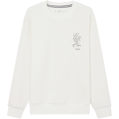 JDV商场同款白色印花圆领卫衣