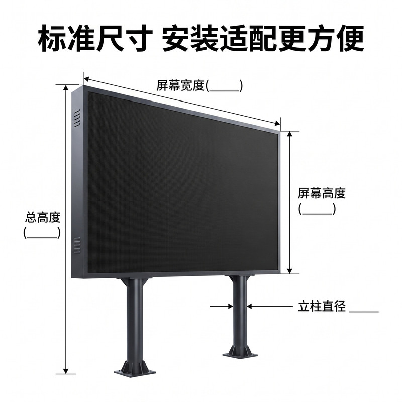 户外双立柱LED大屏高清壁挂显示屏防水全彩广告屏成品定制安装