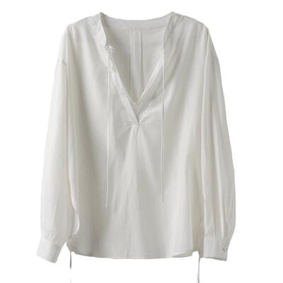 华丽独秀现代舞舞蹈服V领形体服练功服新款长袖衬衫中国舞舞蹈服