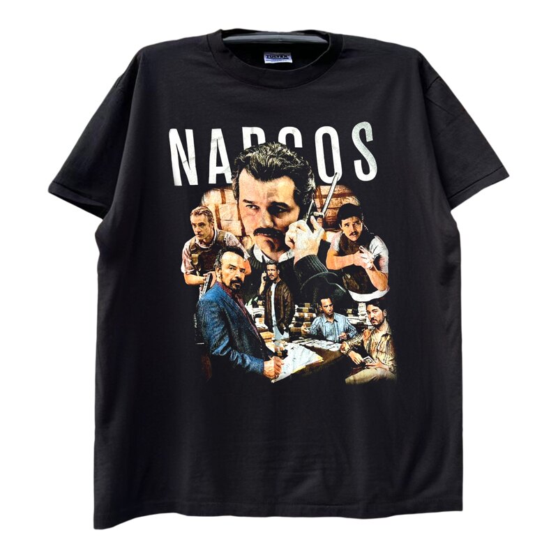 Narcos美剧高街潮流风vintage古着宽松情侣装chic嘻哈潮牌短袖T恤