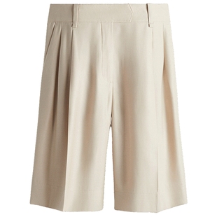 HM女装裤子春季直筒宽松通勤时尚百慕大西装短裤1293471