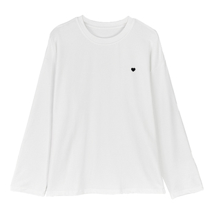 白色加绒打底衫女内搭冬季叠穿白体中长款遮屁股爱心长袖T恤女秋