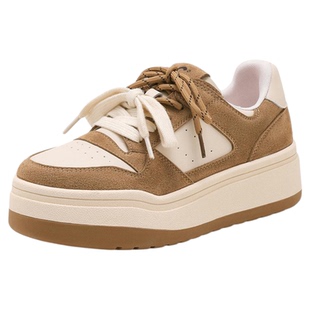 千百度厚底小白鞋女松糕系带新款时尚板鞋百搭增高休闲运动鞋子女