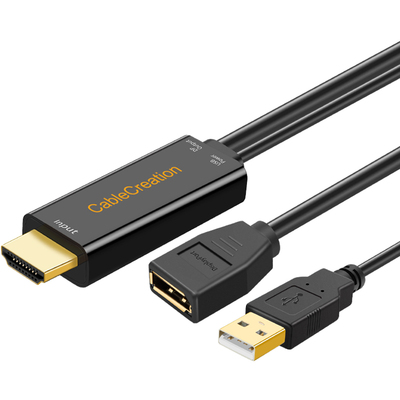 hdmi转dp线带供电4k台式电脑高清