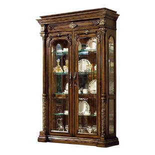 美式实木酒柜客厅展示柜欧式复古靠墙隔断柜酒柜餐边柜玻璃边柜