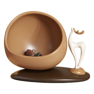 创意鹿中古风客厅入户玄关钥匙收纳摆件桌面装饰品高级感乔迁新居