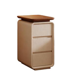 实木极窄床头柜免安装2025新款家用卧室中古奶油风床边置物柜子