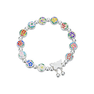 顺庆银楼S9999纯银手串女设计感十二花神足银手链好运送女友礼物