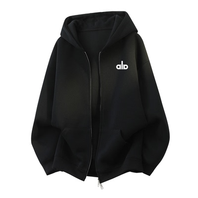 秋冬季美式重磅刺绣卫衣男加绒加厚连帽开衫情侣外套宽松休闲上衣