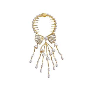 超仙天使翅膀流苏发夹女高级感后脑勺丸子头盘发神器气质抓夹头饰