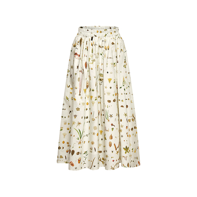 棉布A字大摆裙印花长裙