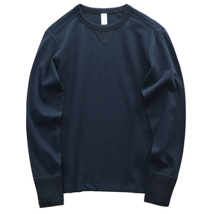 HB春秋纯棉上衣男体恤美式复古打底衫阿美咔叽圆领重磅T恤长袖男