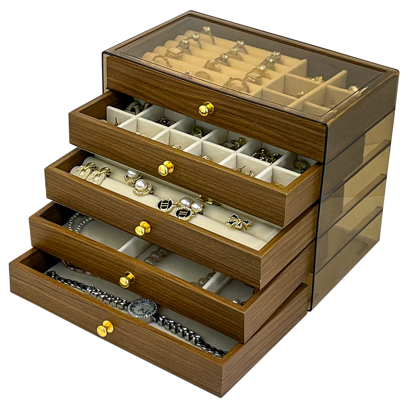 首饰盒高档精致复古胡桃木桌面大容量饰品耳钉环戒指手串收纳盒新