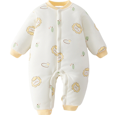 婴儿衣服秋冬夹棉保暖新生儿哈衣a类纯棉连体衣宝宝加厚冬装棉服