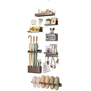 入户门收纳磁吸雨伞架拖鞋架置物架免打孔门后放钥匙包包杂物挂钩