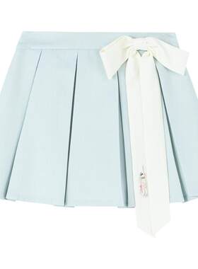 KEIKO学院风浅蓝色高腰百褶短裙