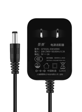 景赛3V电源适配器插头3V1A电源