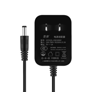 景赛3V电源适配器插头适用收音机燃气灶热水器电源dc3伏直流电源220V转3V开关电源可代替干电池3V1A电源适配