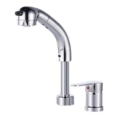 全铜体双孔冷热龙头分体抽拉式洗头床面盆水龙头可伸缩台盆升降