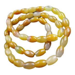 新款促销黄龙玉米珠三圈手链时尚宝石项链玉石手珠黄蜡石玉佩手饰