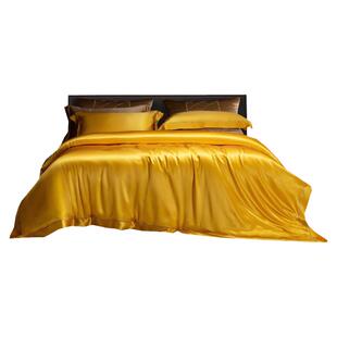 重磅纯色双面100%桑蚕丝四件套高端奢华真丝被套裸睡丝绸床上用品