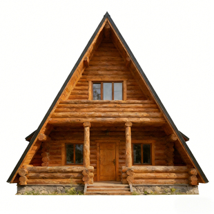 三角木屋定制木刻楞重型木屋设计组装可移动实心墙体抗震防风木房