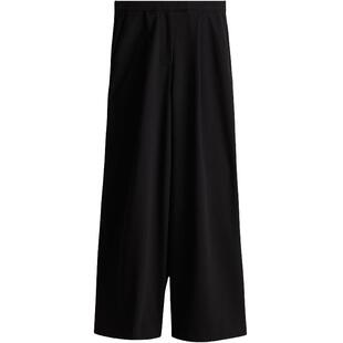 HM女装春季高腰简约宽松斜纹布西装阔腿裤正装裤1253910