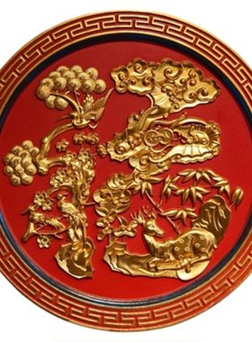 实木牌匾匾额制作匾挂屏设计摆件雕刻茶室书房茶室 福描金